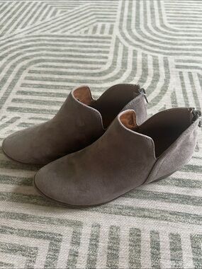 Women's Brown Suede Ankle Booties with Back Zip